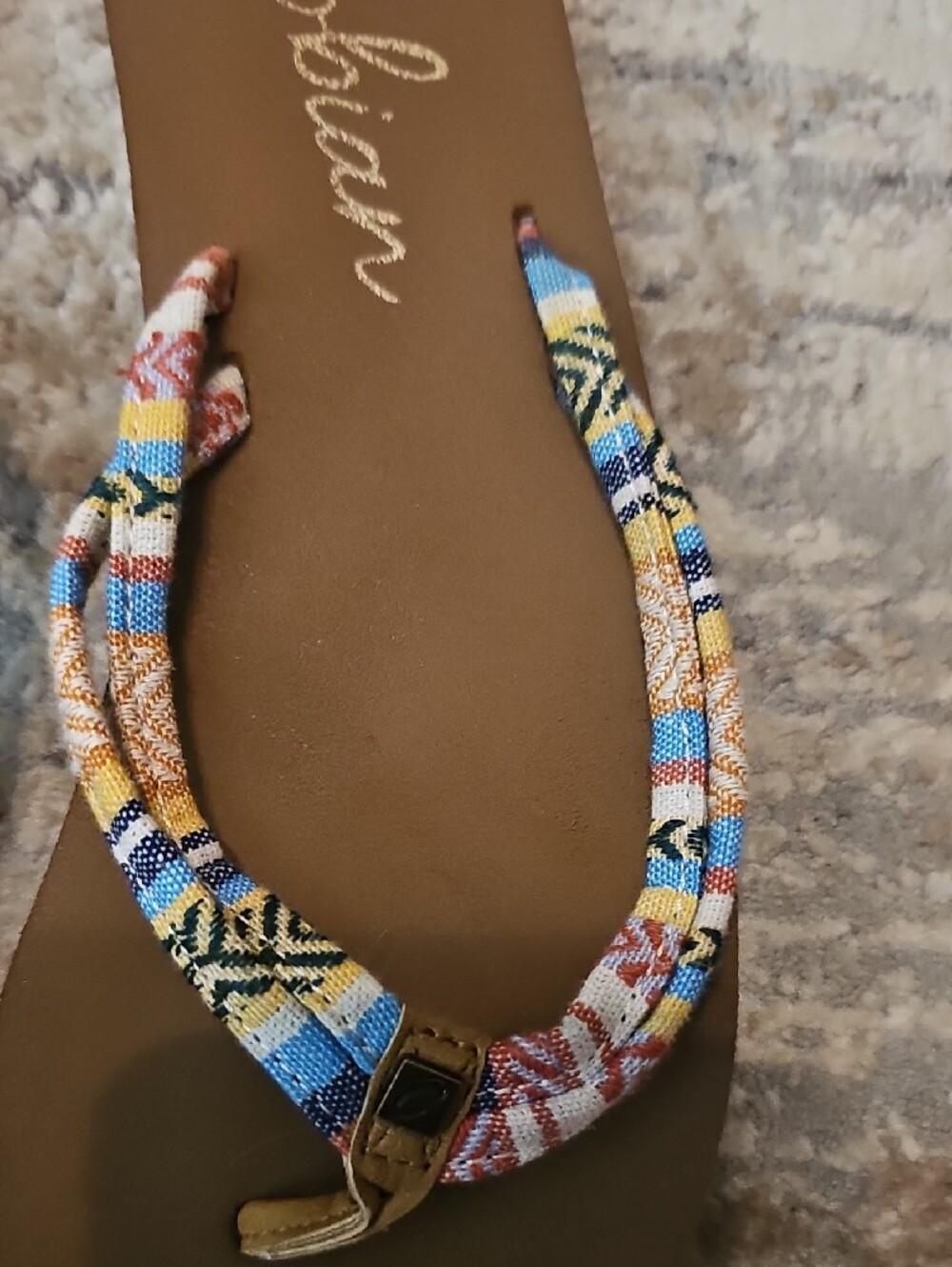 Cobian Women's Brown Sandals with Multicolor Woven Straps 7.5/8 - Picture 4 of 4